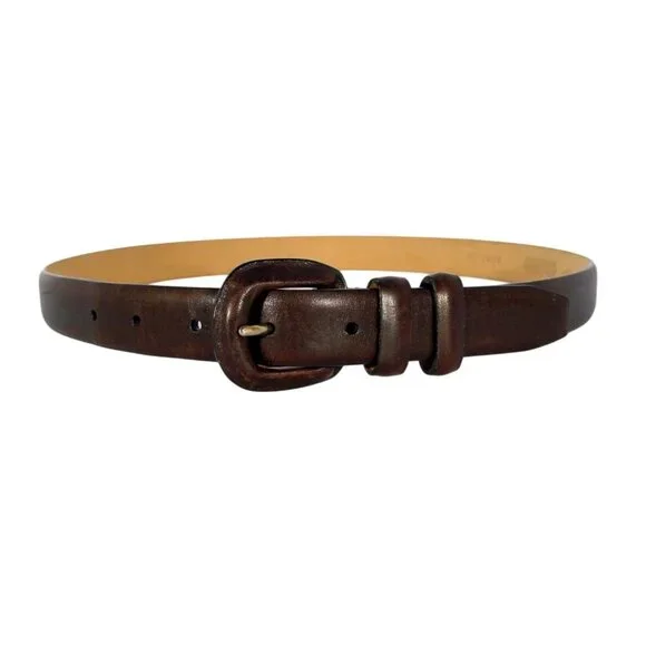 NORDSTROM Italian Calfskin Leather Covered Buckle Belt Women's L - Made in USA - Picture 2 of 7